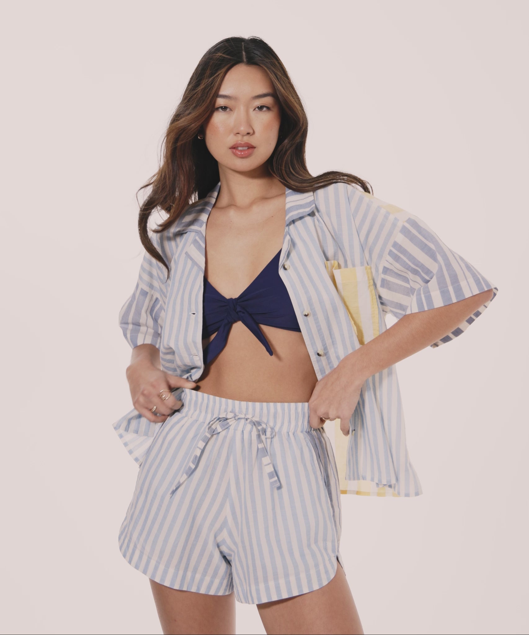 Cassis Camp Shirt in color chambray