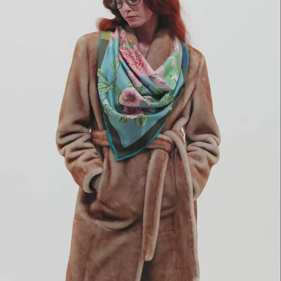The Seasons 35" Silk Square Scarf in color multi
