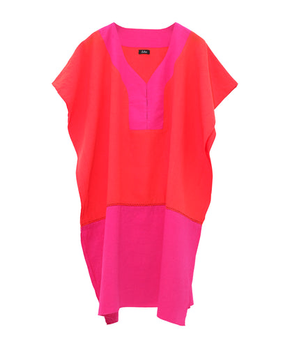 Colorblock Siesta Caftan in color red clay