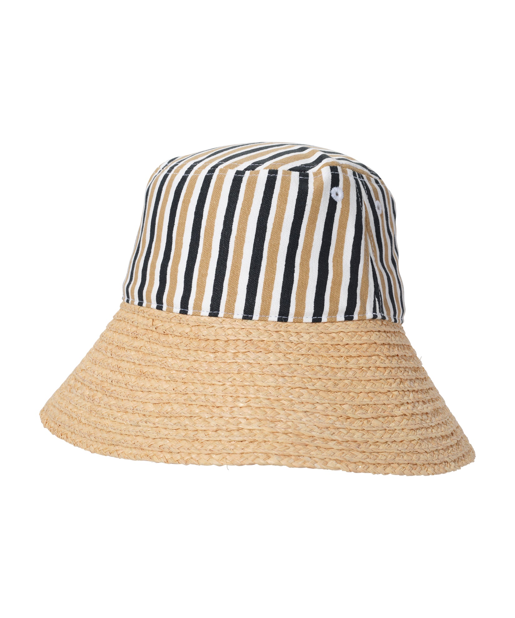 Montauk Stripe Bucket Hat in color semolina