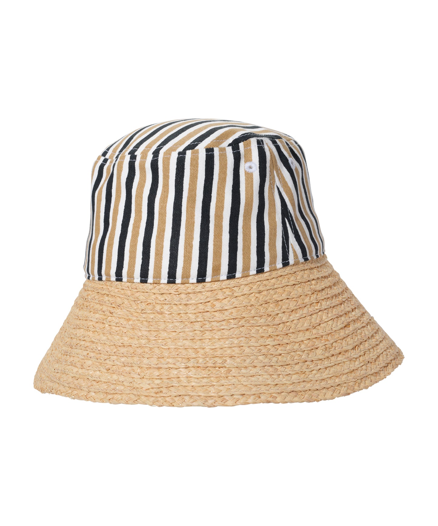 Montauk Stripe Bucket Hat in color semolina