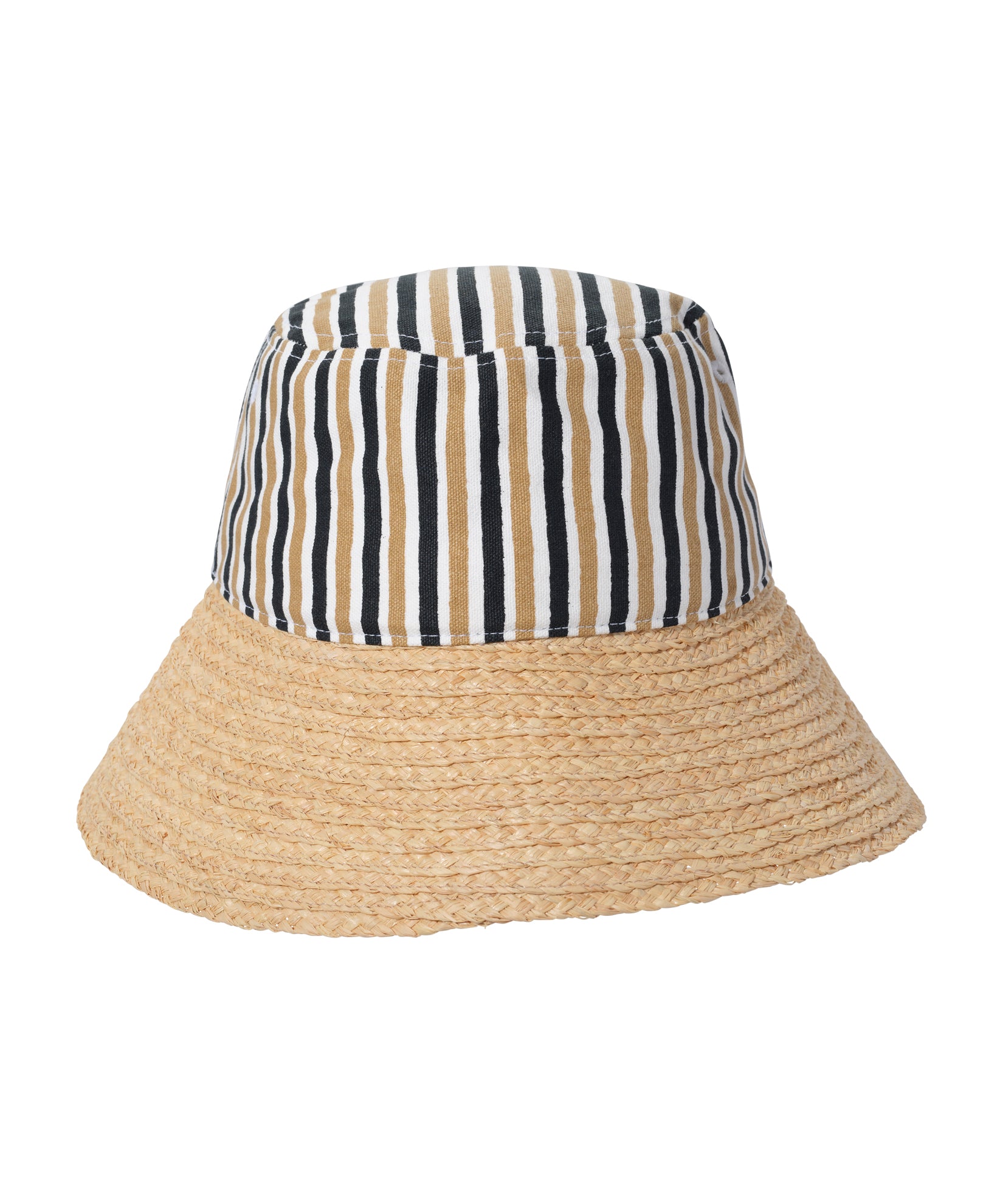 Montauk Stripe Bucket Hat in color semolina