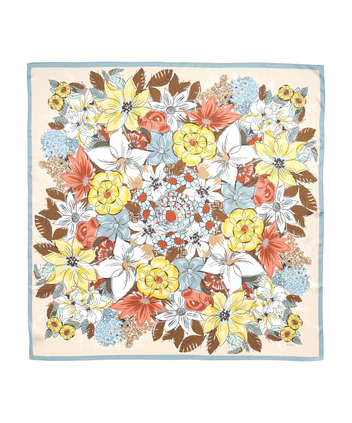 Floral Bouquet 35" Silk Square in color pebble