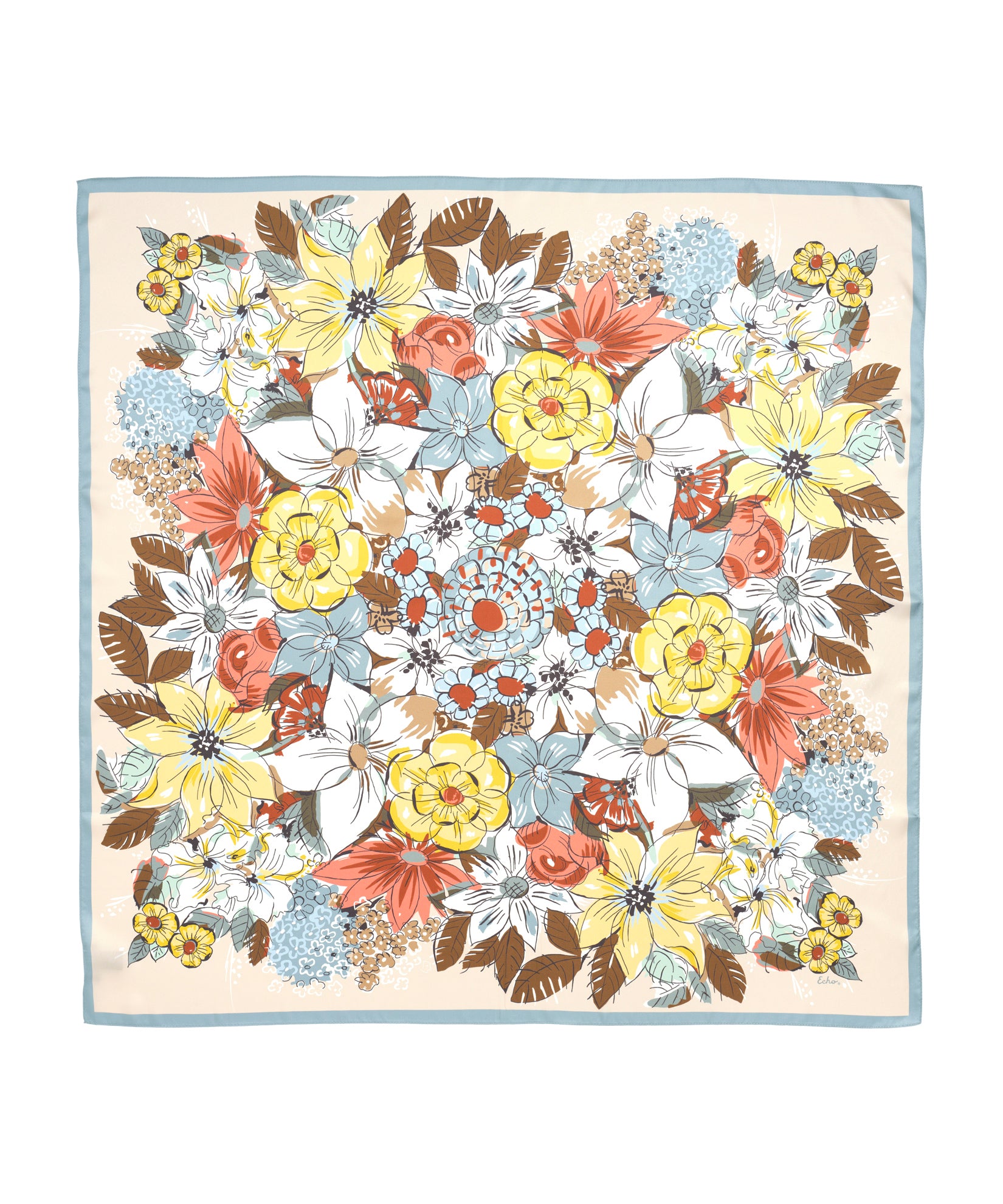 Floral Bouquet 35" Silk Square in color pebble