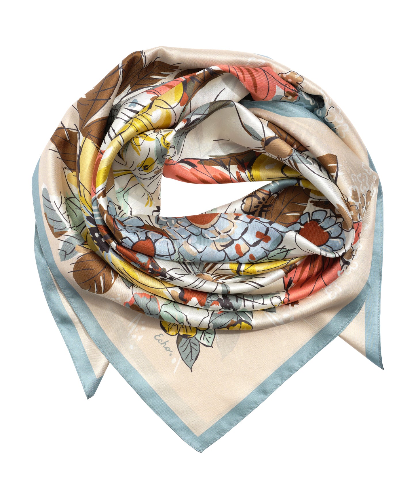 Floral Bouquet 35" Silk Square in color pebble