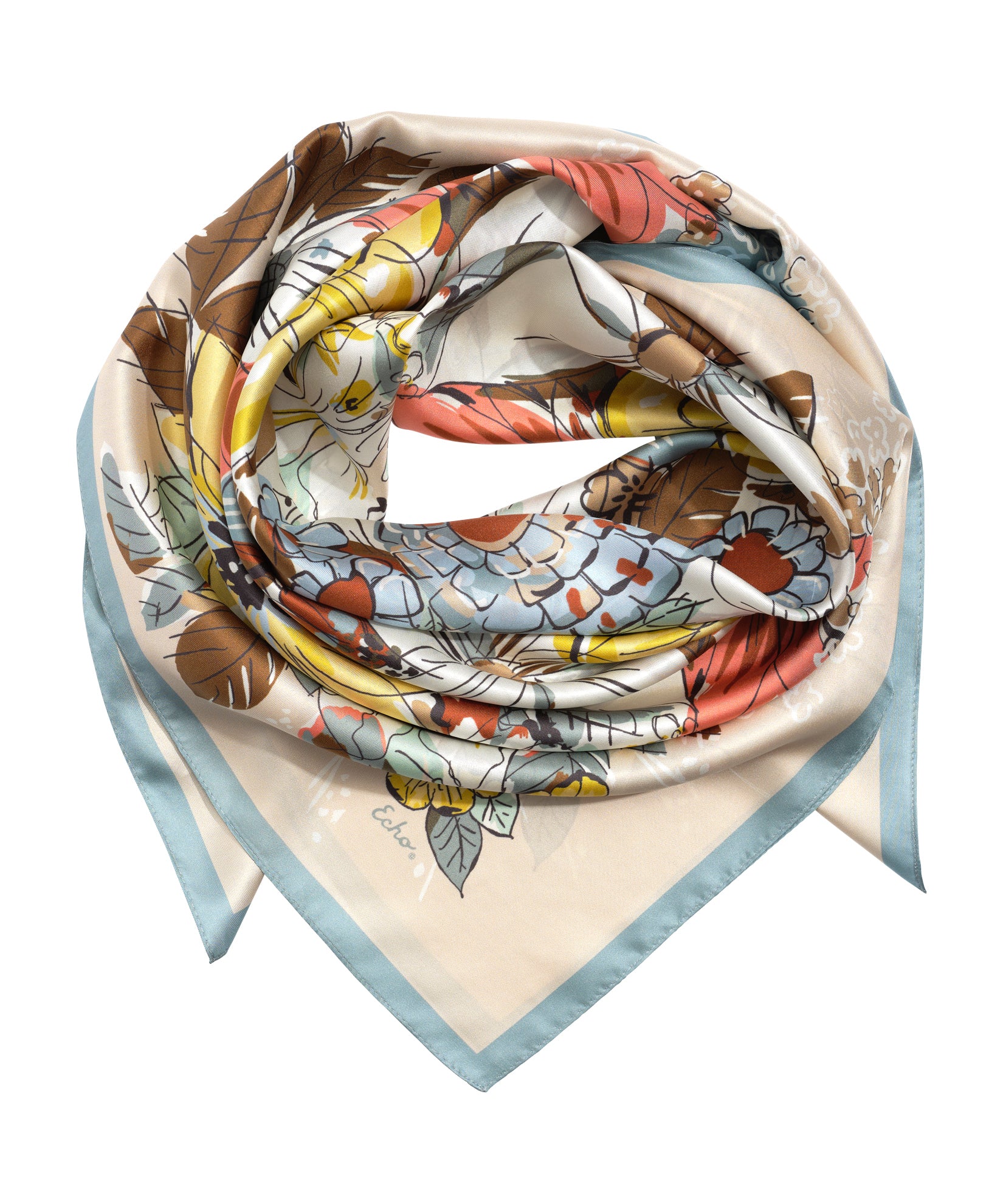 Floral Bouquet 35" Silk Square in color pebble