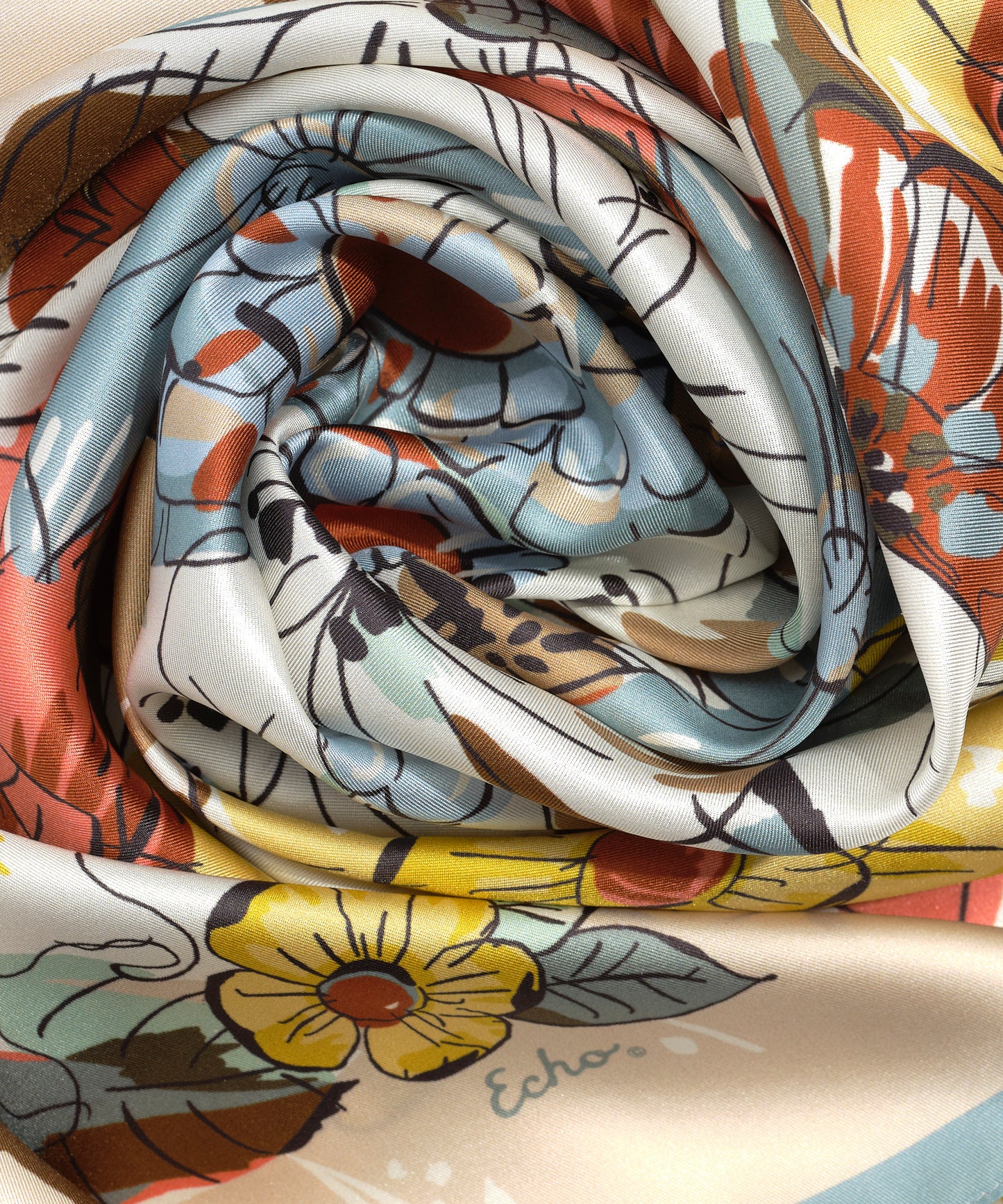 Floral Bouquet 35" Silk Square in color pebble