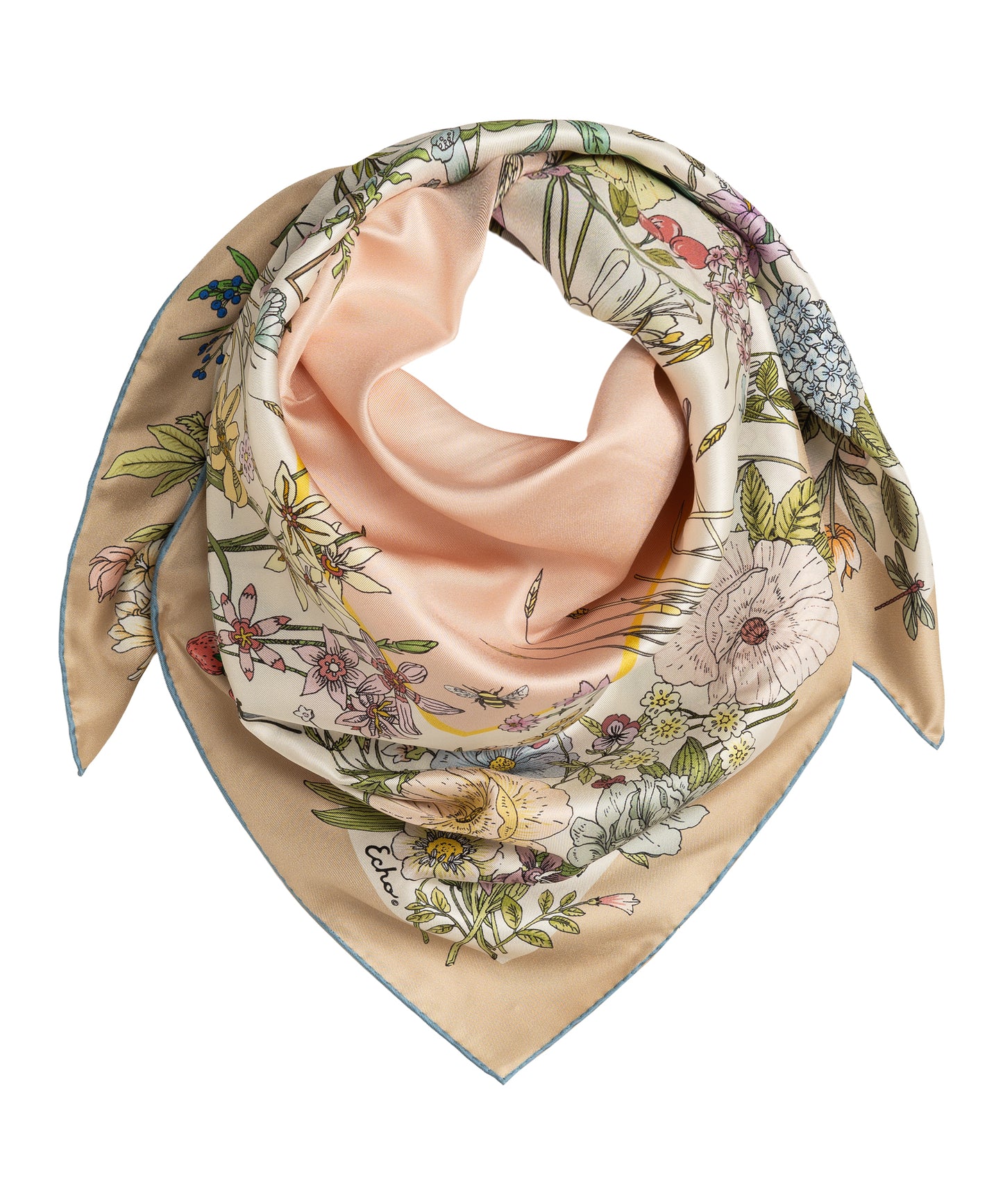 Summer Bounty 35" Silk Square Scarf in color pebble