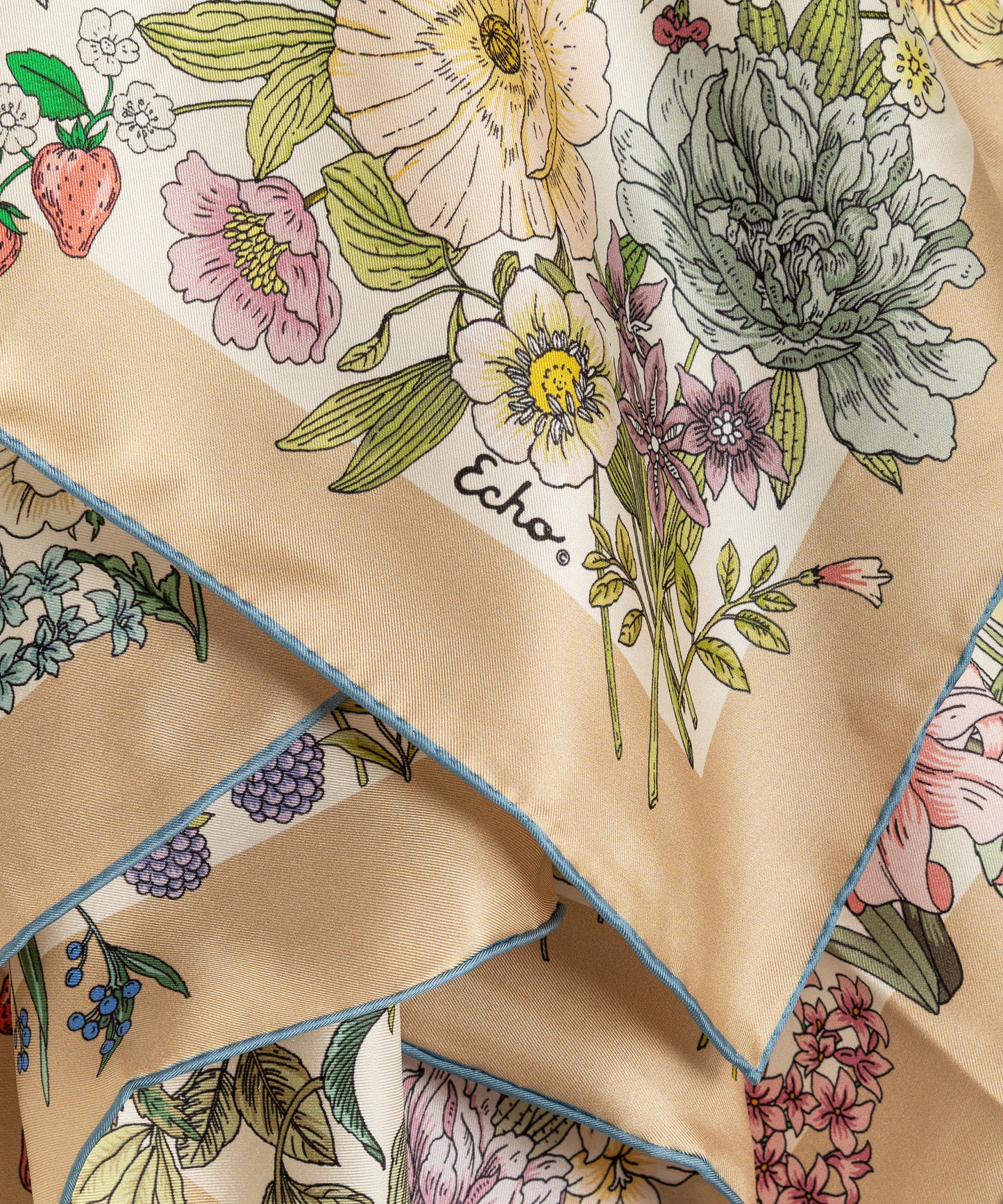 Summer Bounty 35" Silk Square Scarf in color pebble