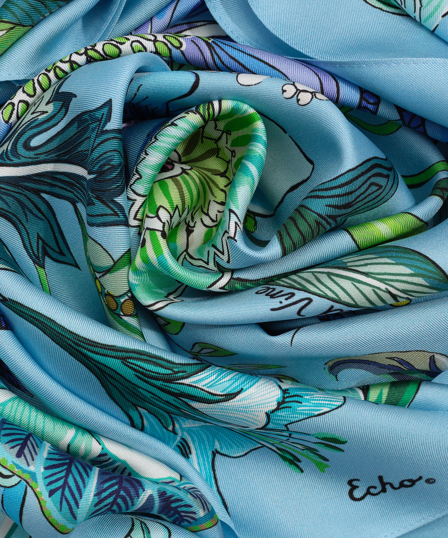 Sunkissed Vine Silk Oblong Scarf in color chambray