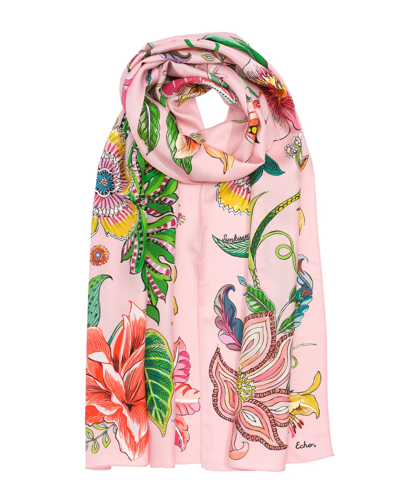 Sunkissed Vine Silk Oblong Scarf in color beach pink