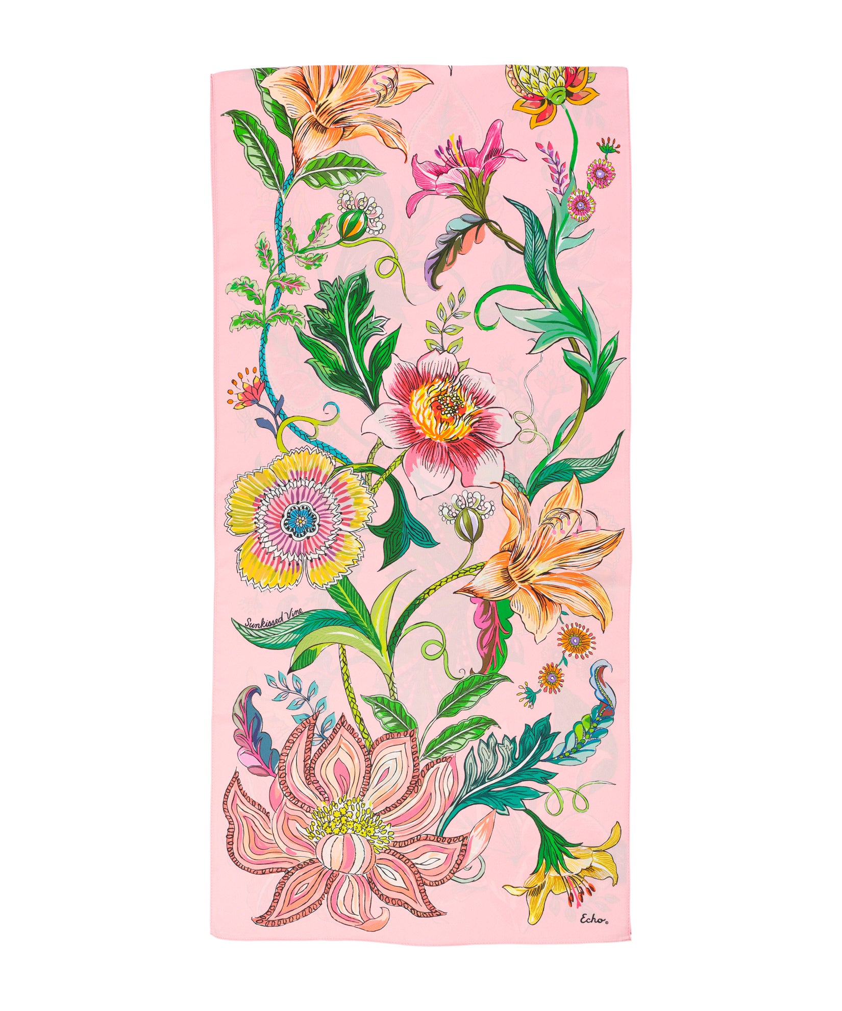 Sunkissed Vine Silk Oblong Scarf in color beach pink