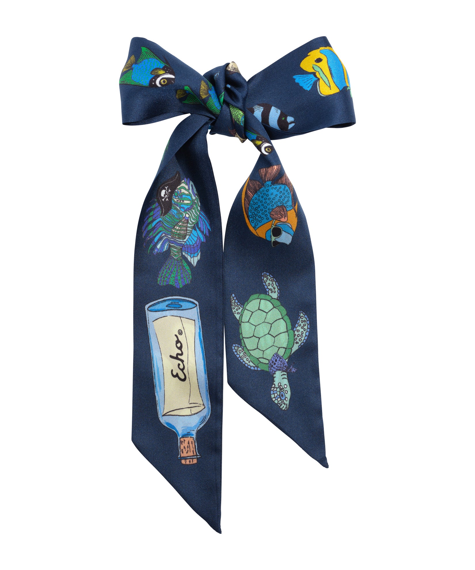 Lost At Sea Silk Ribbon Scarf in color navy