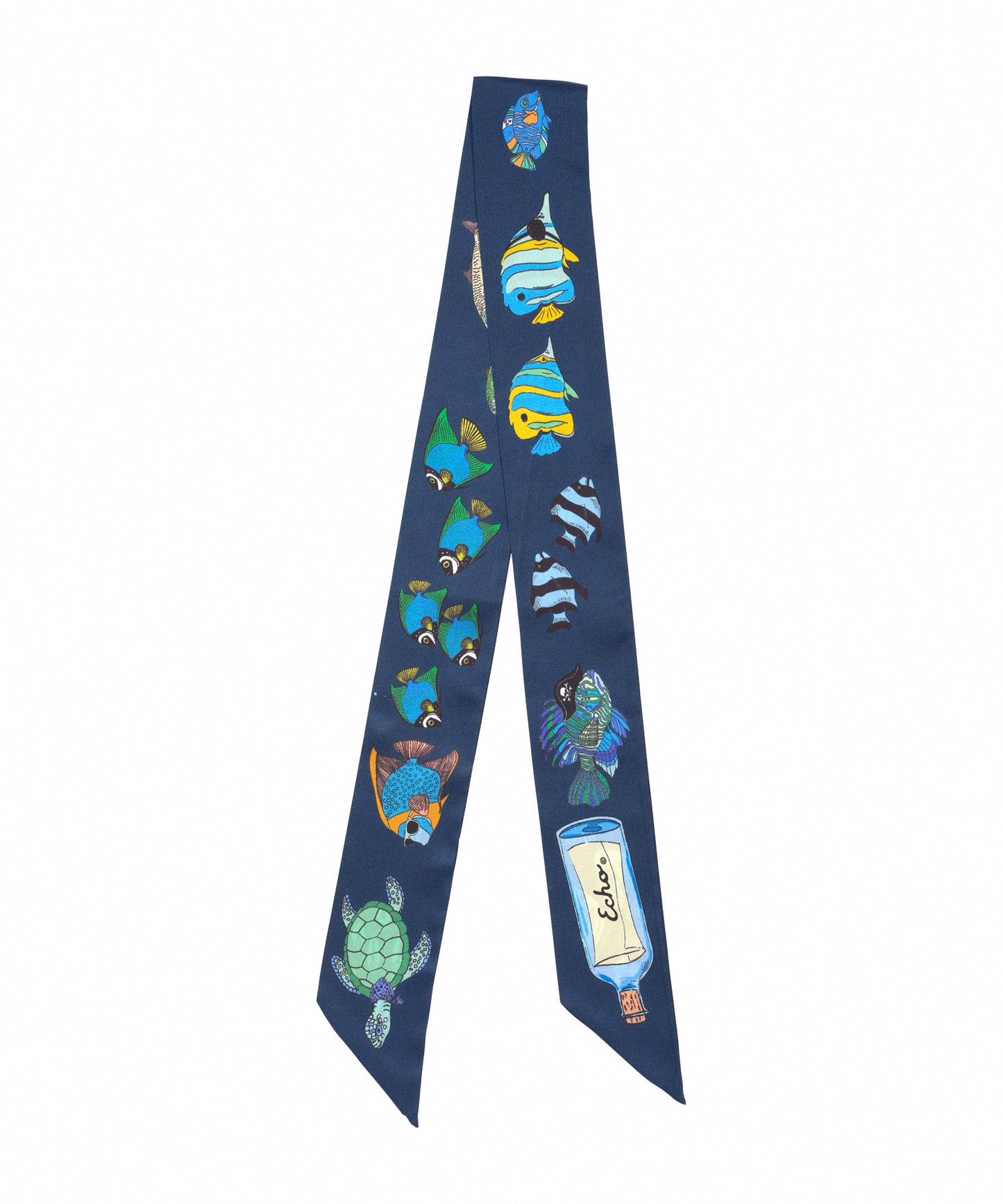 Lost At Sea Silk Ribbon Scarf in color navy