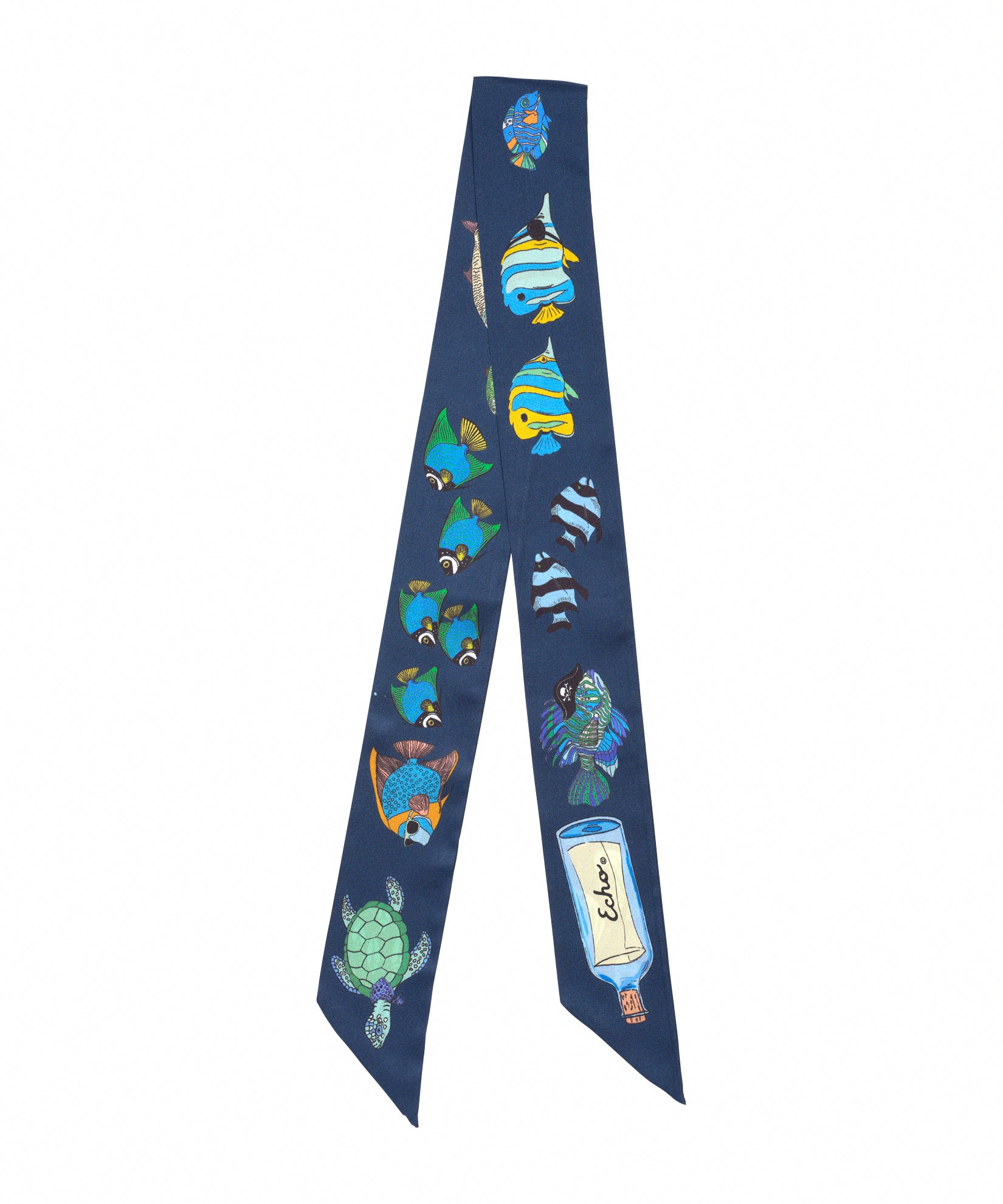 Lost At Sea Silk Ribbon Scarf in color navy
