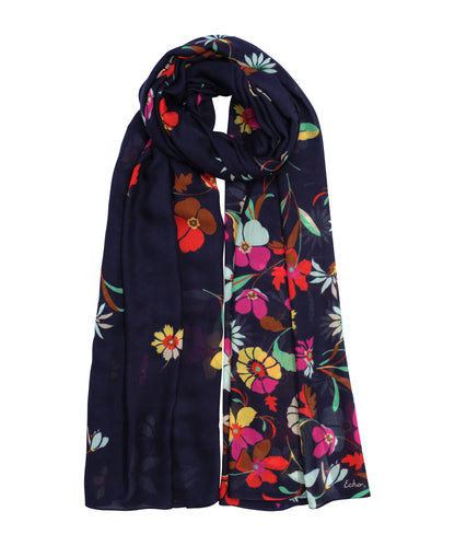 Falling Flowers Wrap in color navy