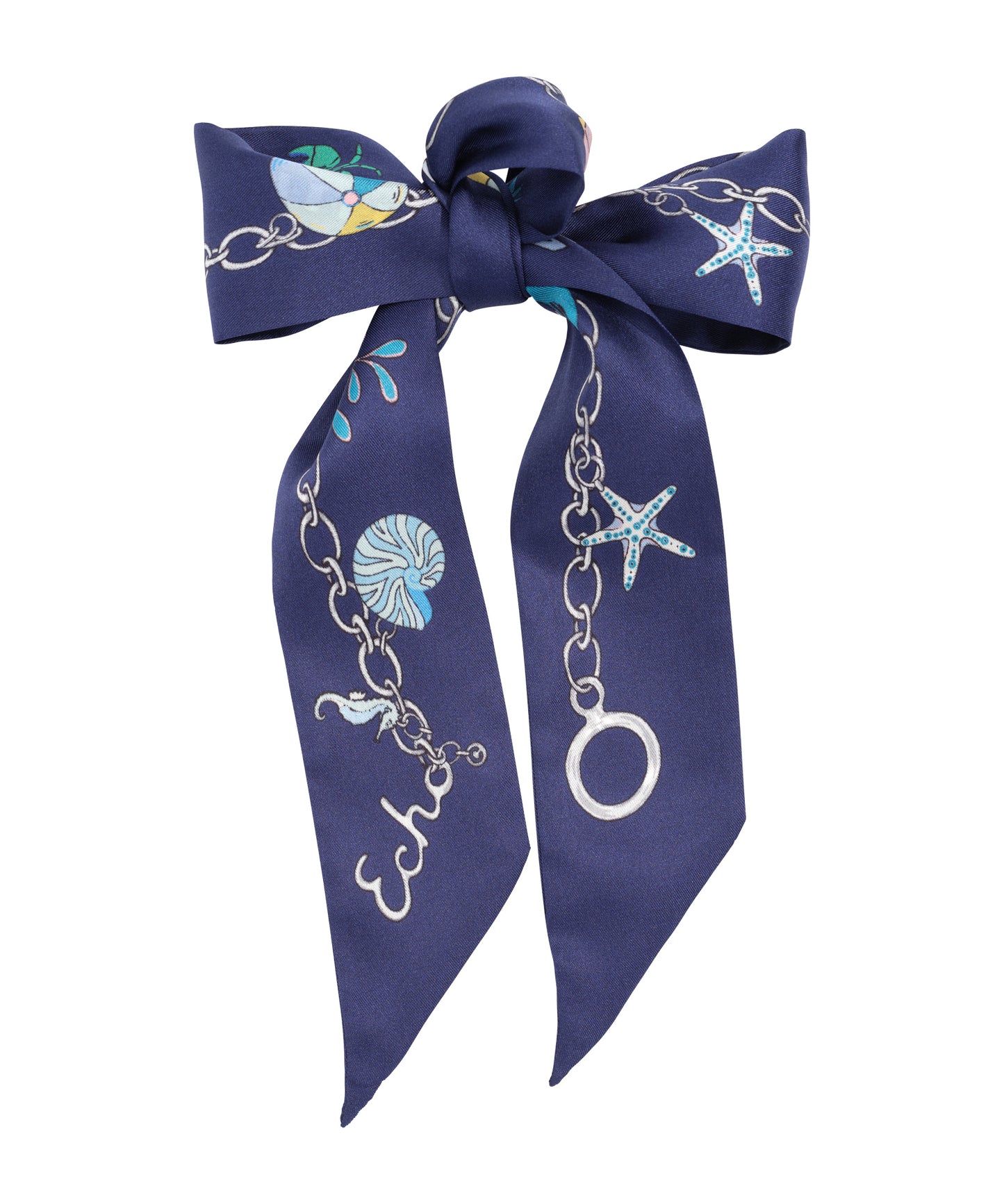Charmed Life Silk Ribbon Scarf in color navy