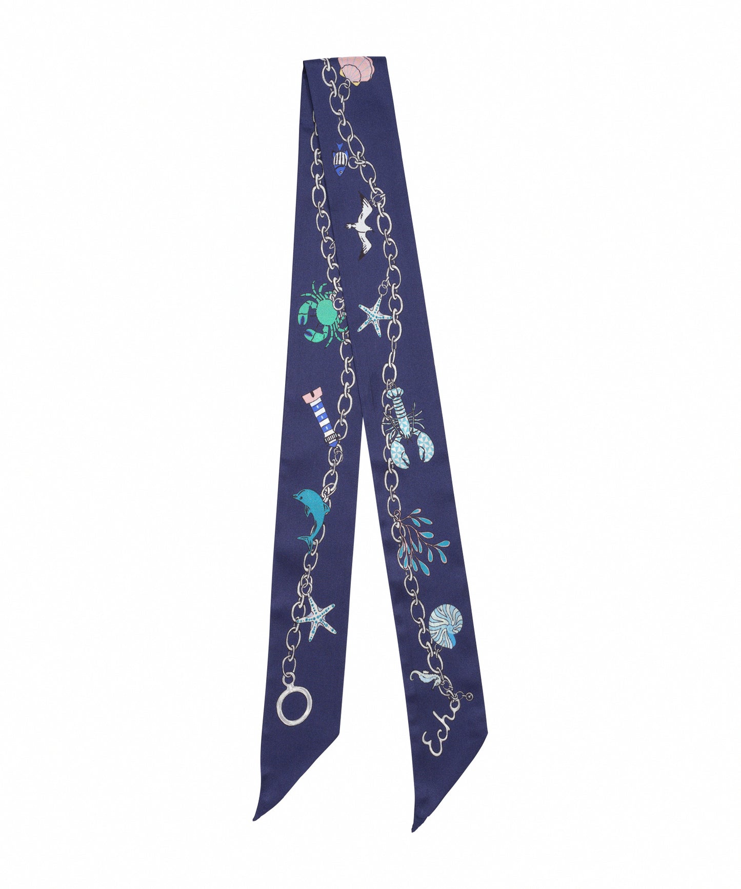 Charmed Life Silk Ribbon Scarf in color navy