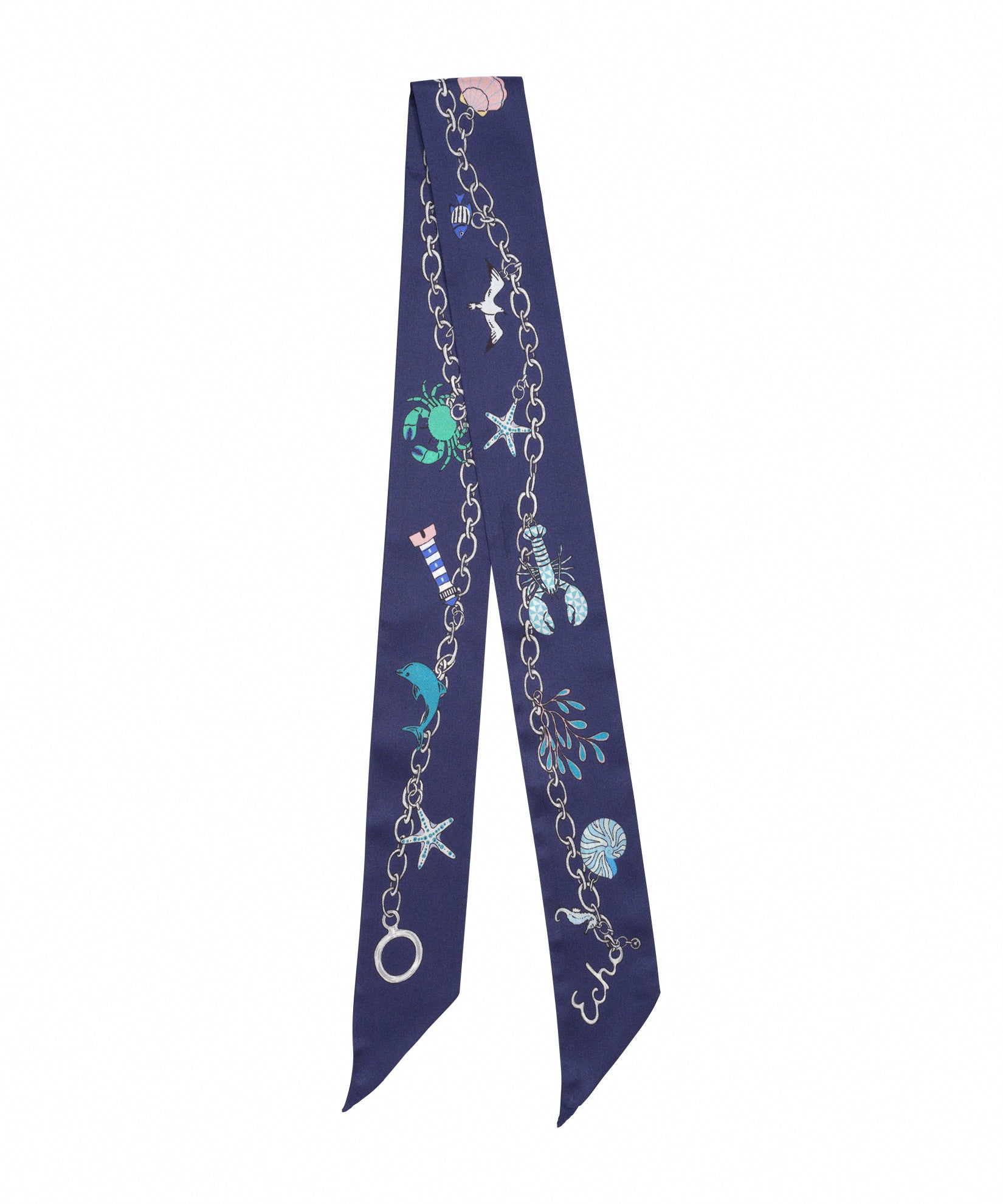 Charmed Life Silk Ribbon Scarf in color navy