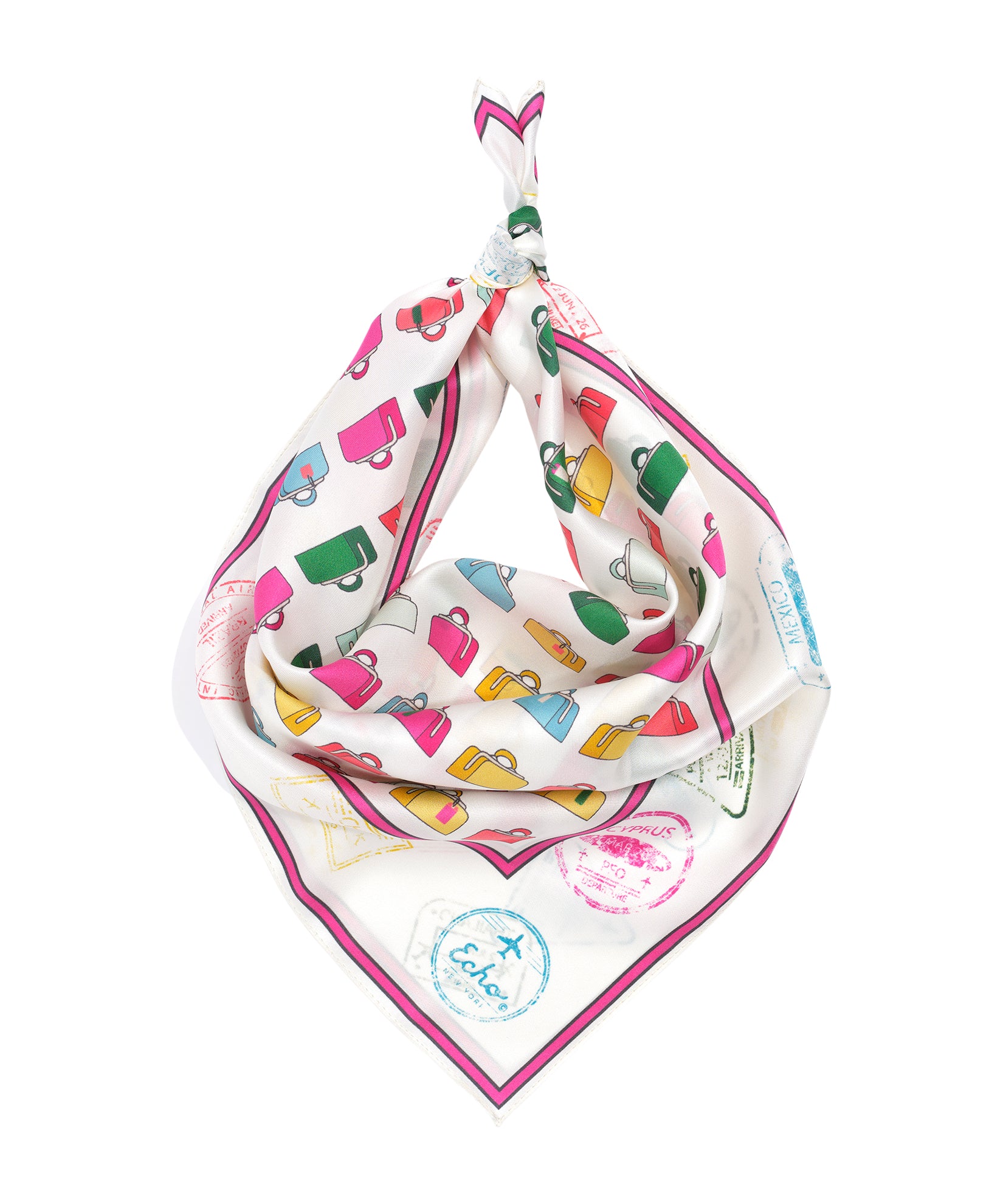 Vintage Luggage Silk Bandana in color multi