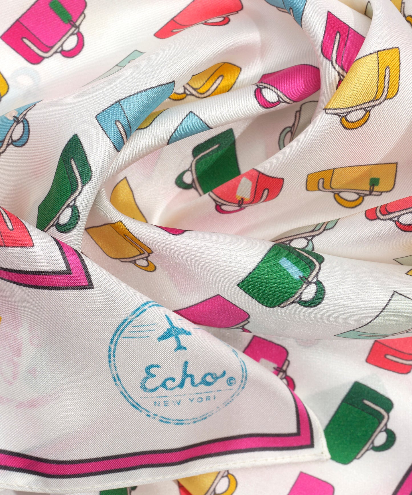 Vintage Luggage Silk Bandana in color multi