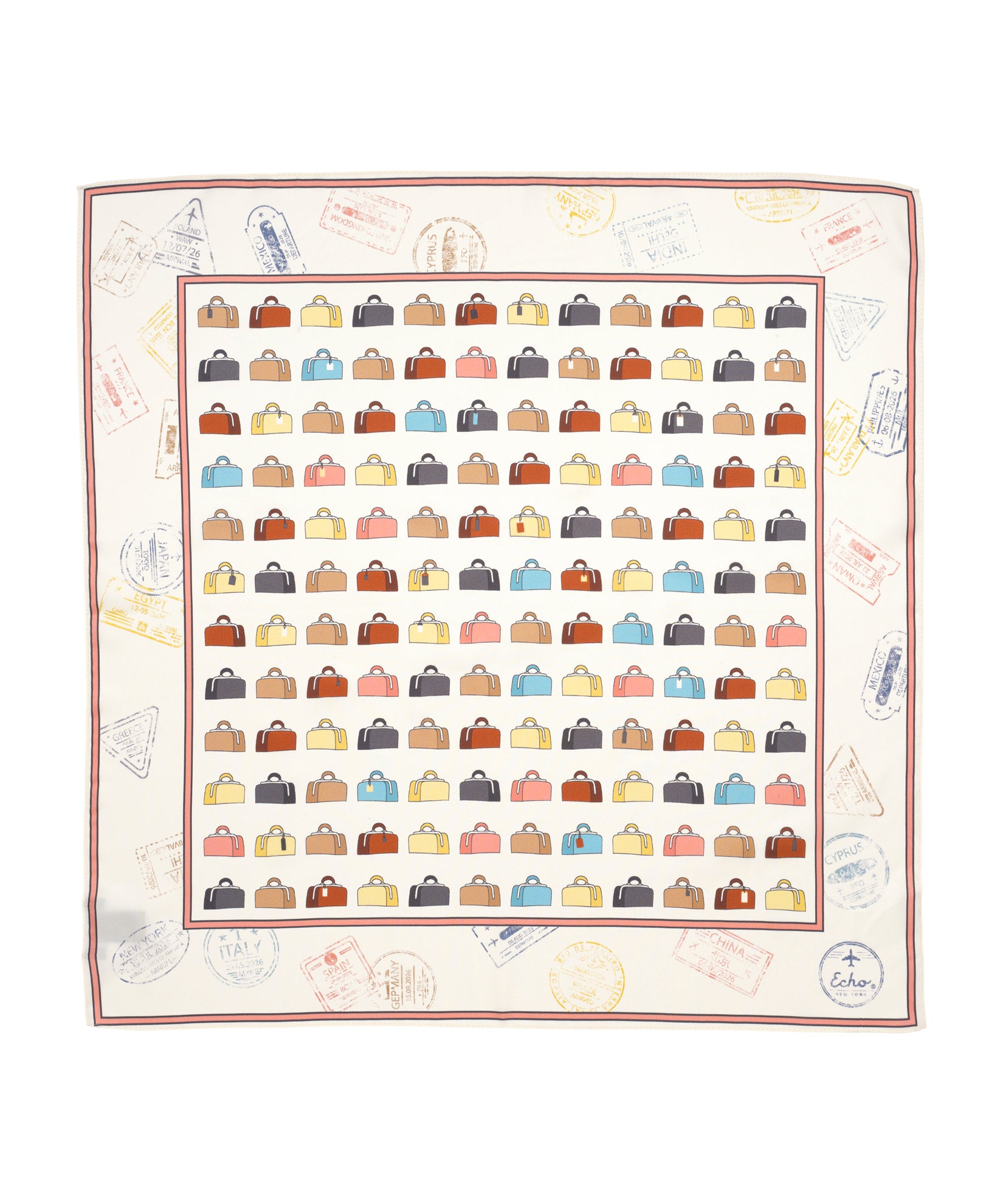 Vintage Luggage Silk Bandana in color pebble