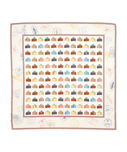 Vintage Luggage Silk Bandana in color pebble