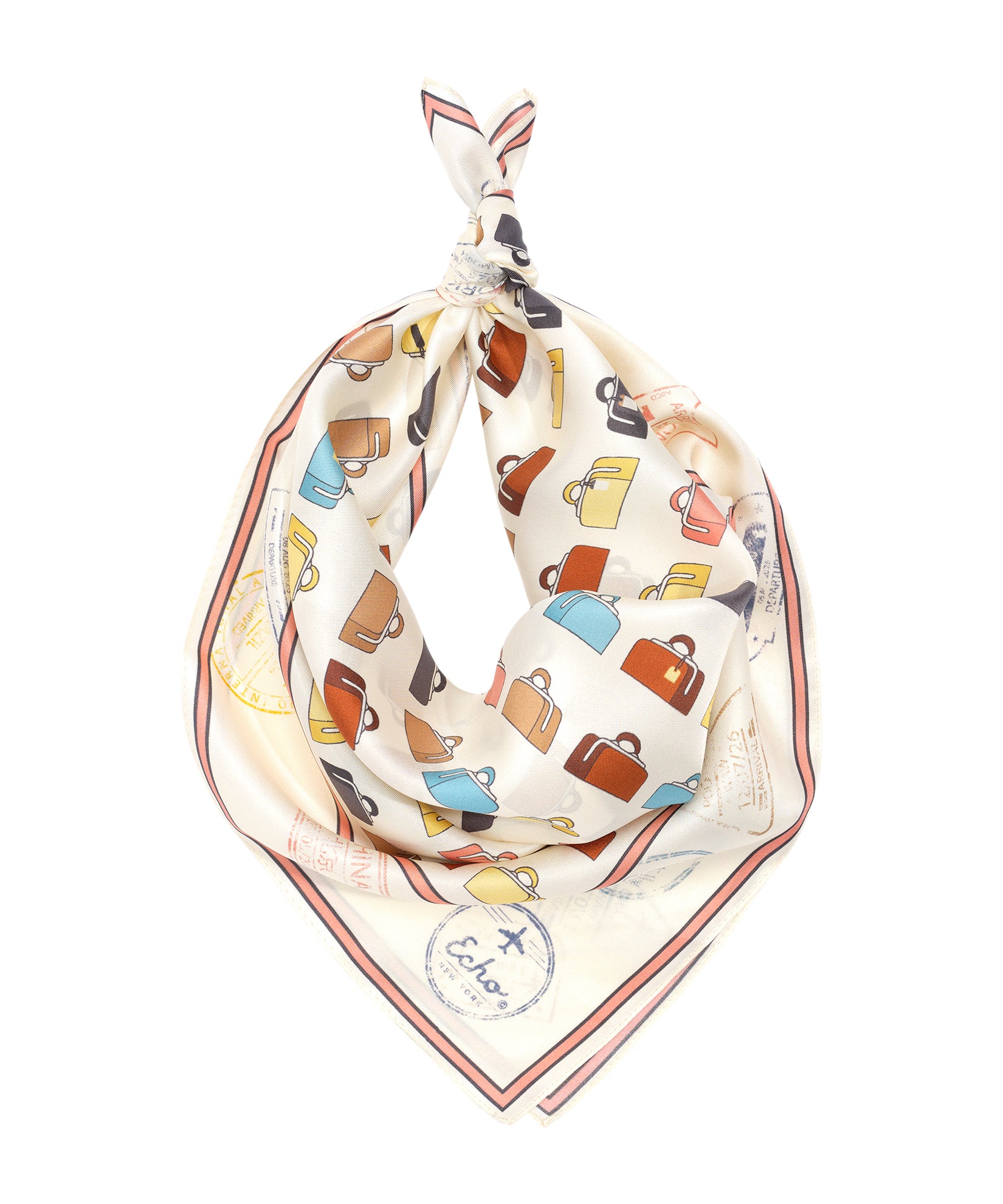 Vintage Luggage Silk Bandana in color pebble