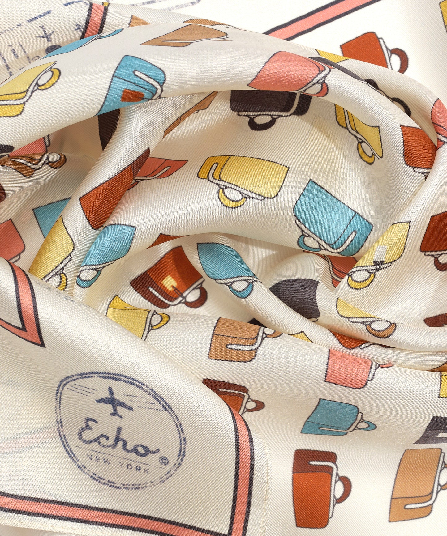 Vintage Luggage Silk Bandana in color pebble