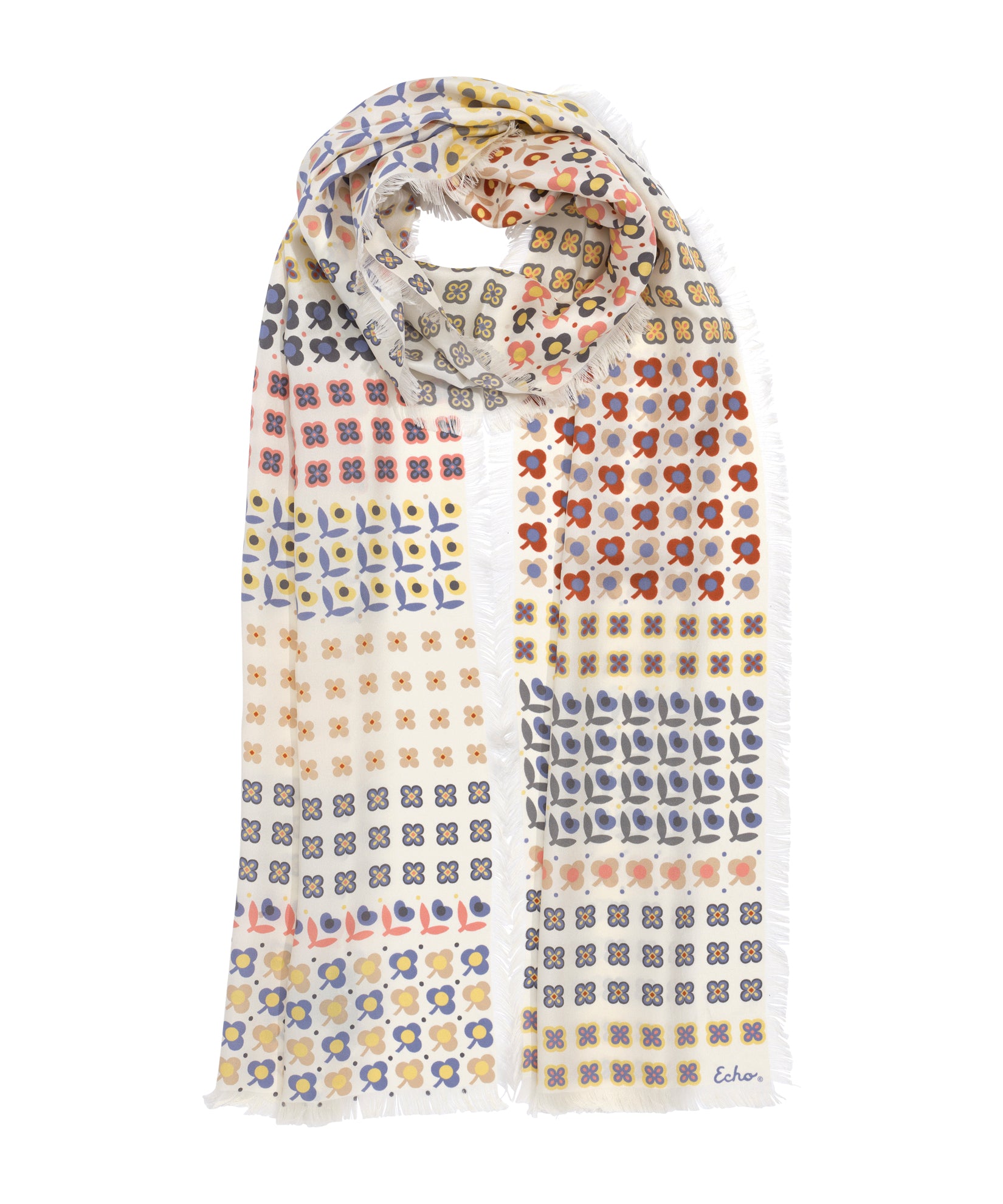 Clover Silk Oblong Scarf in color pebble