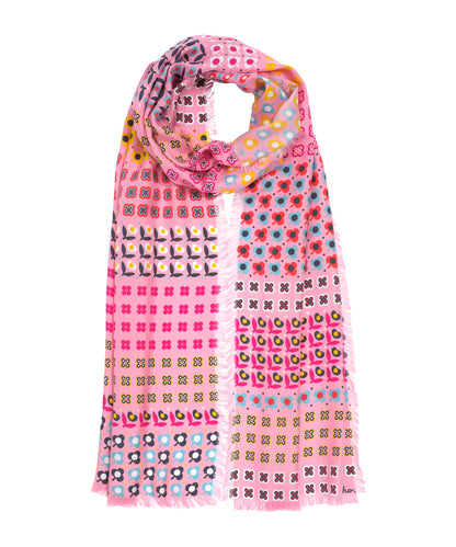 Clover Silk Oblong Scarf in color beach pink