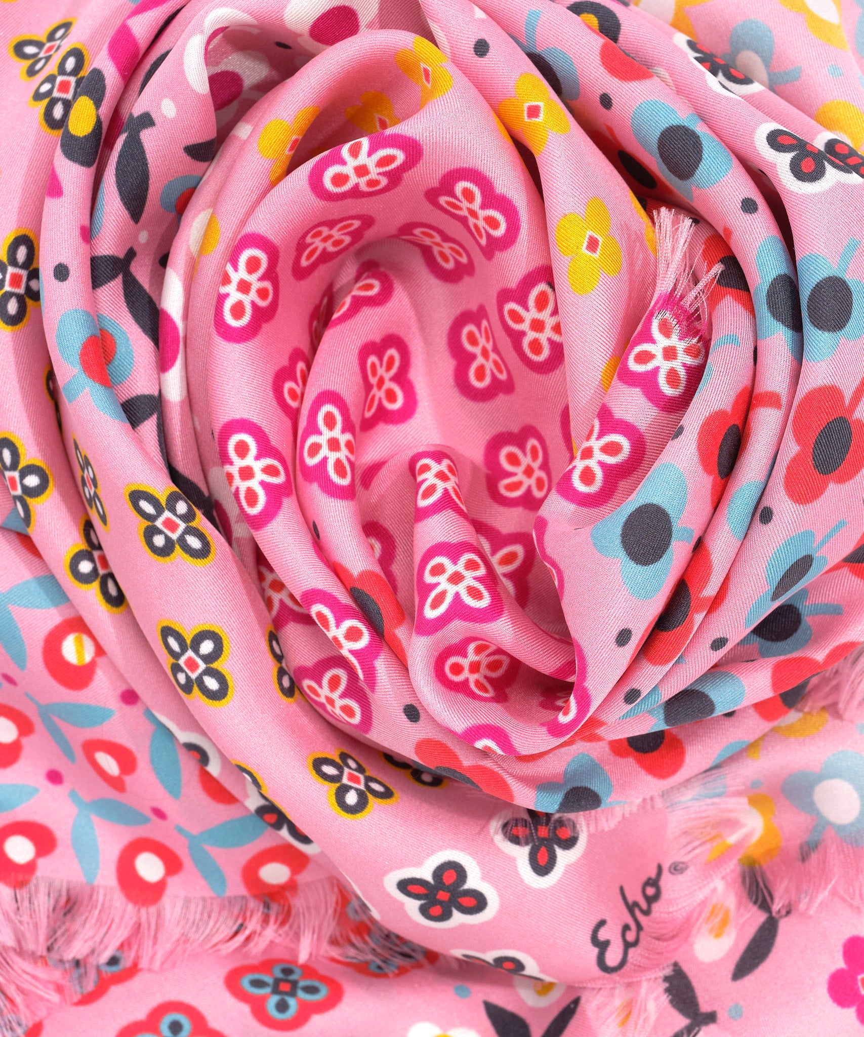 Clover Silk Oblong Scarf in color beach pink