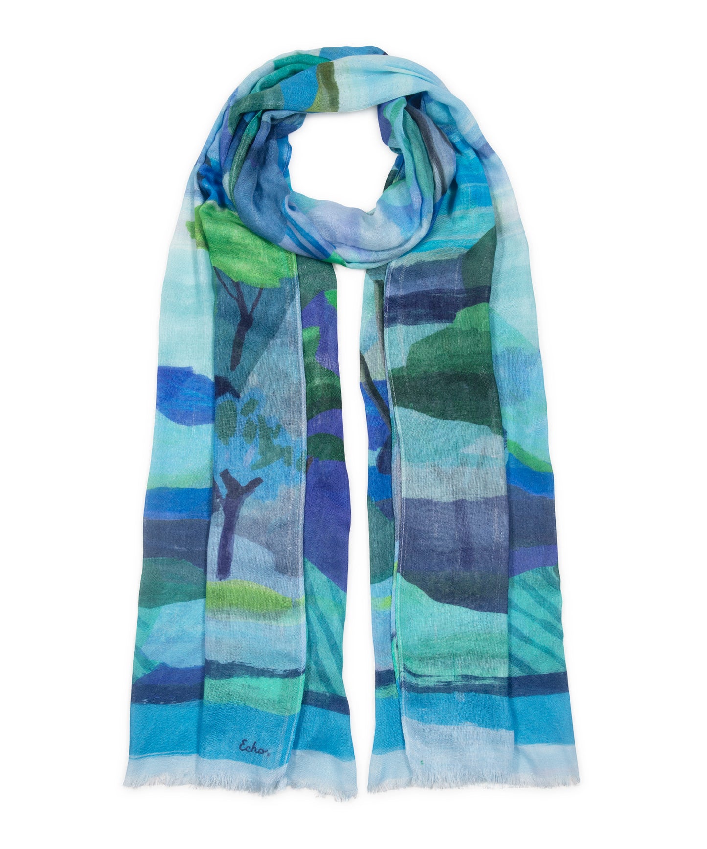 Painterly Landscape Wrap in color ultramarine