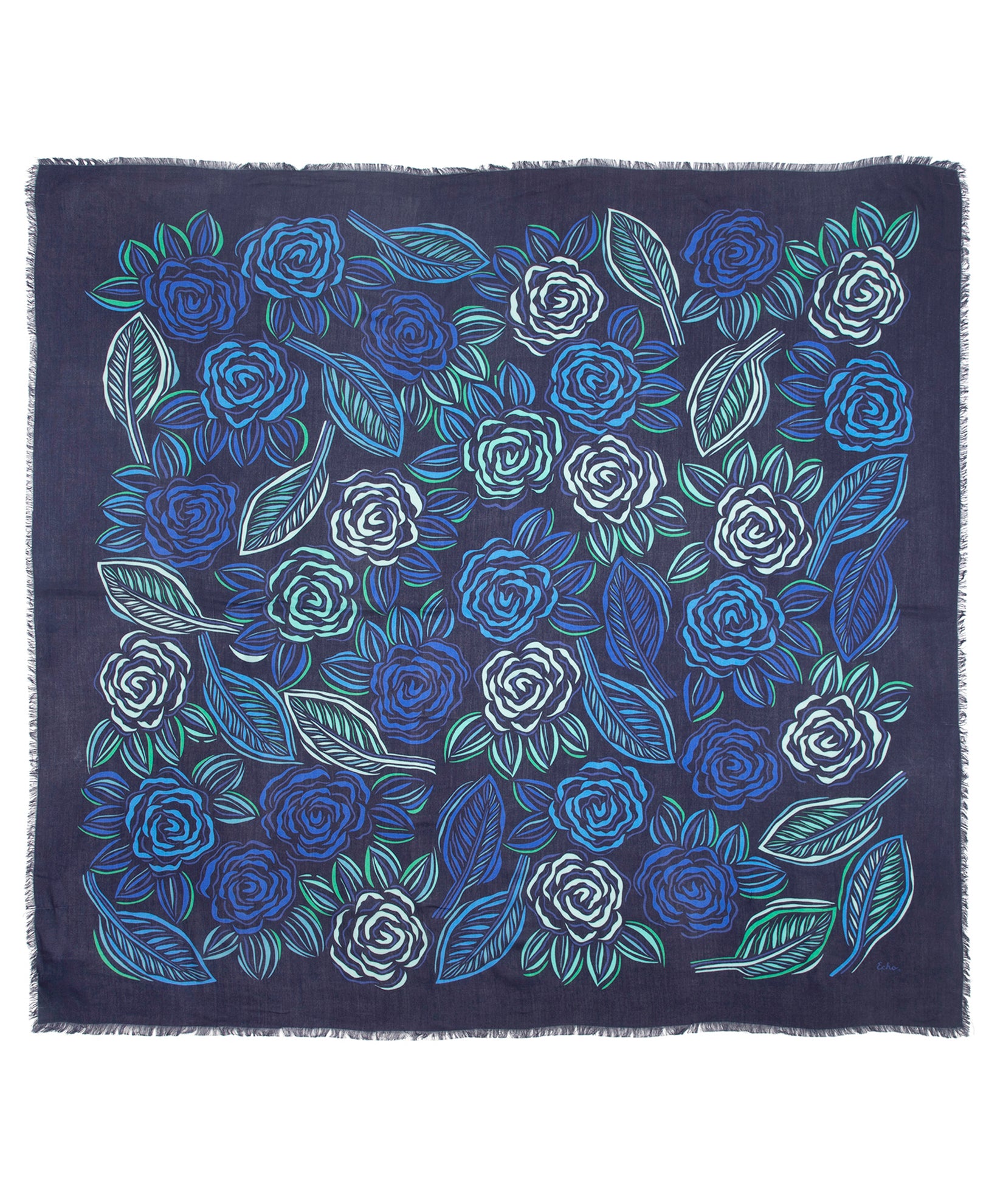 Gestural Rose Square in color navy