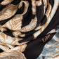Block Floral Oversized Silk Square Scarf in color black