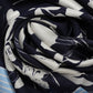 Scribble Floral Silk Oblong Scarf in color navy
