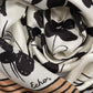 Scribble Floral Silk Oblong Scarf in color cream