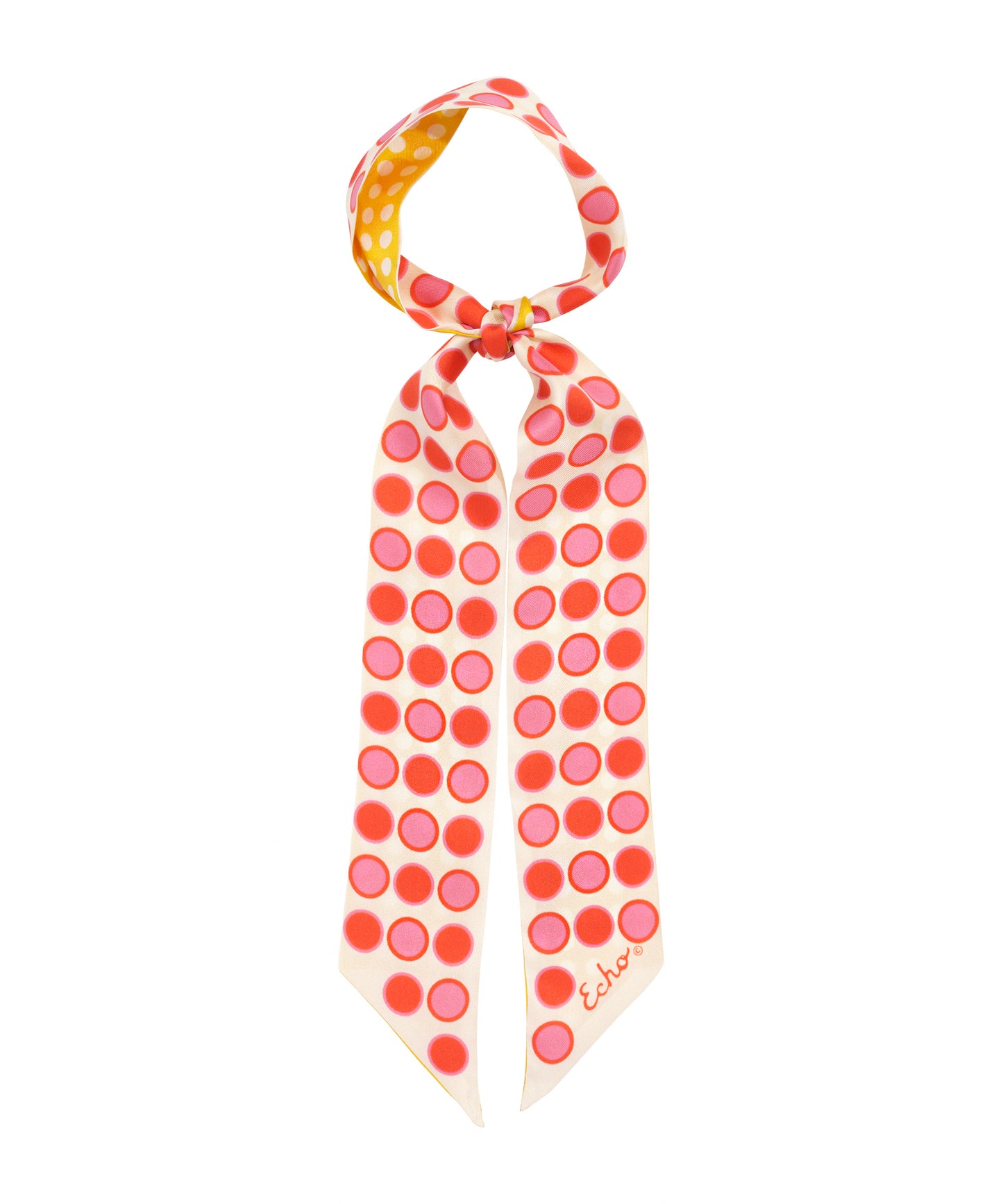 Spot And Dot Silk Ribbon Scarf in color red clay