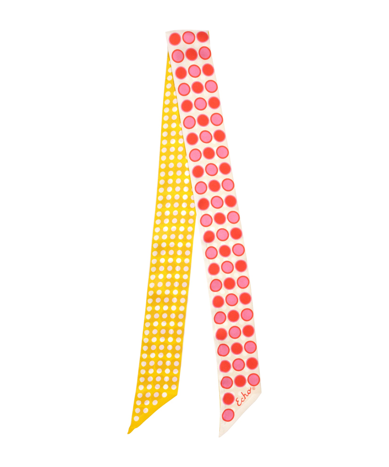 Spot And Dot Silk Ribbon Scarf in color red clay