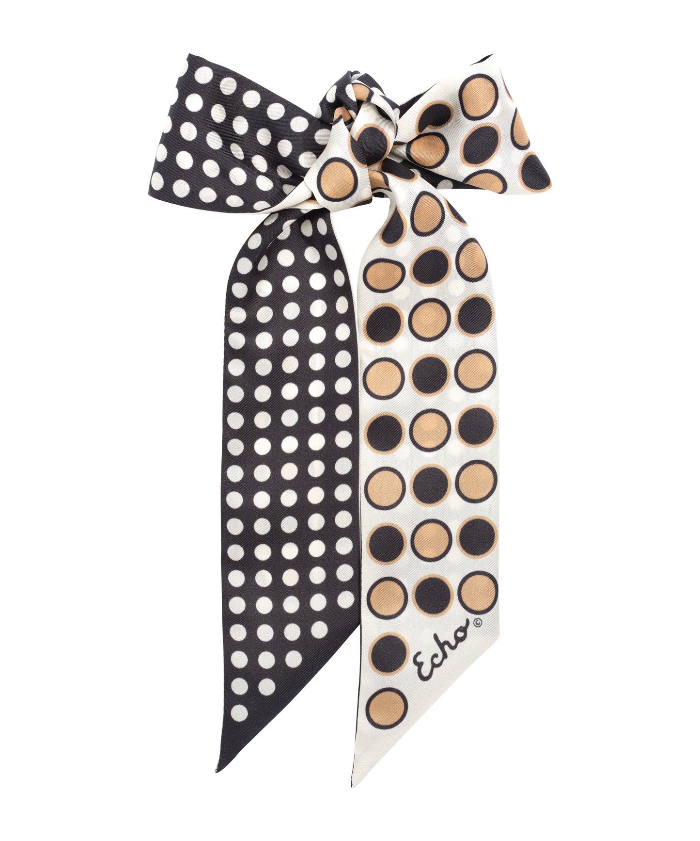 Spot And Dot Silk Ribbon Scarf in color black