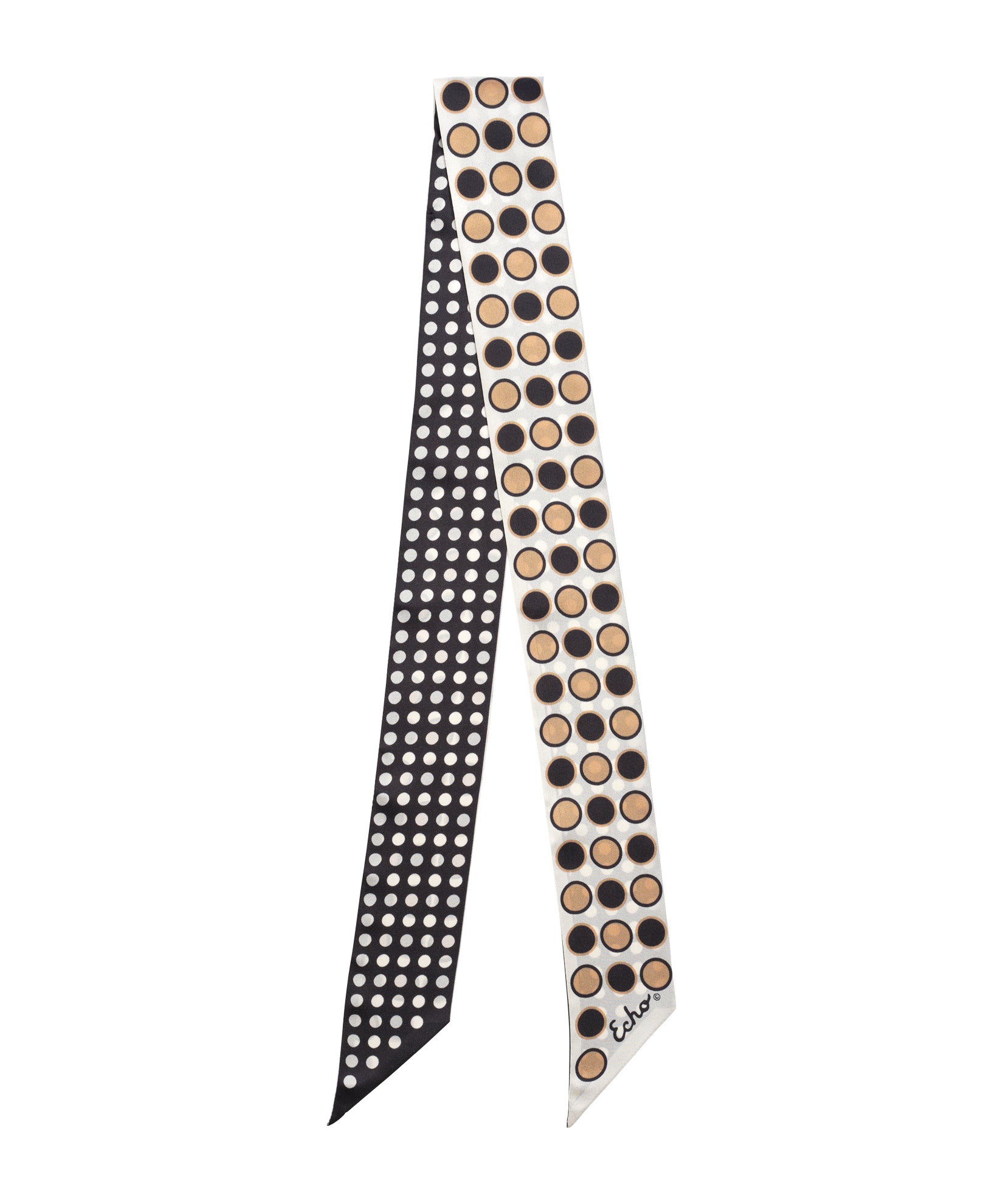 Spot And Dot Silk Ribbon Scarf in color black