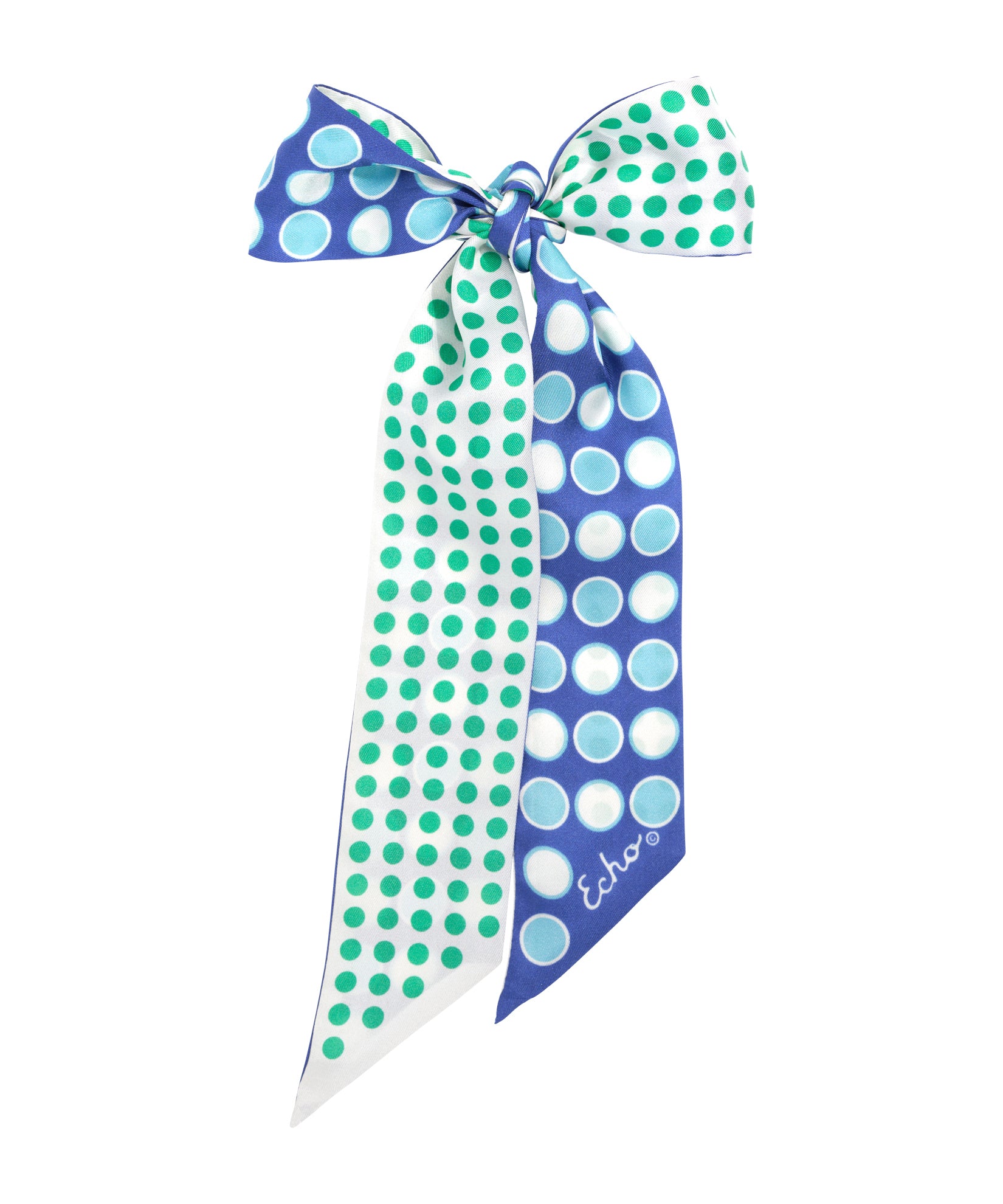 Spot And Dot Silk Ribbon Scarf in color ultramarine