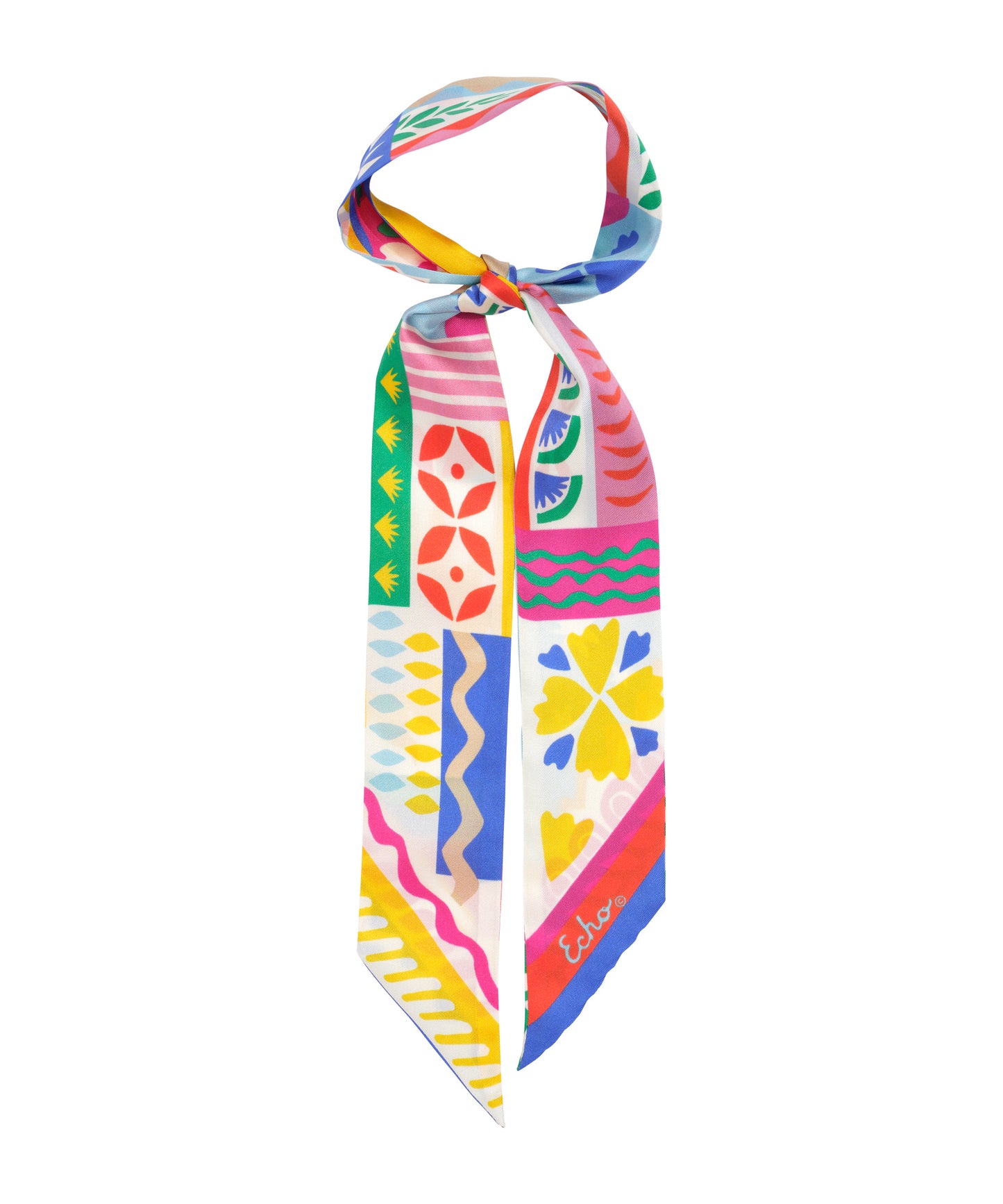 Coastal Collage Silk Ribbon Scarf in color multi