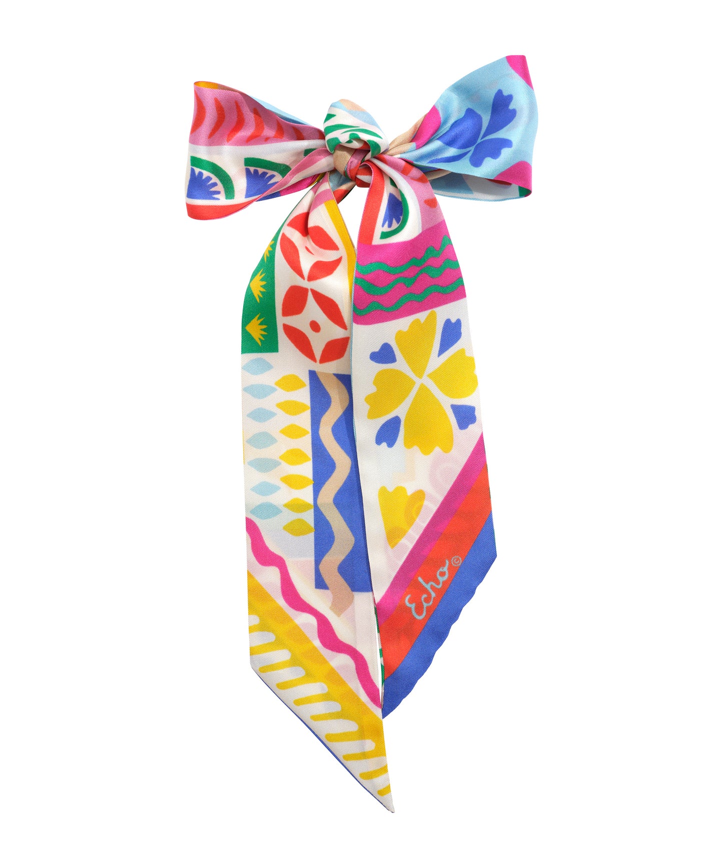Coastal Collage Silk Ribbon Scarf in color multi