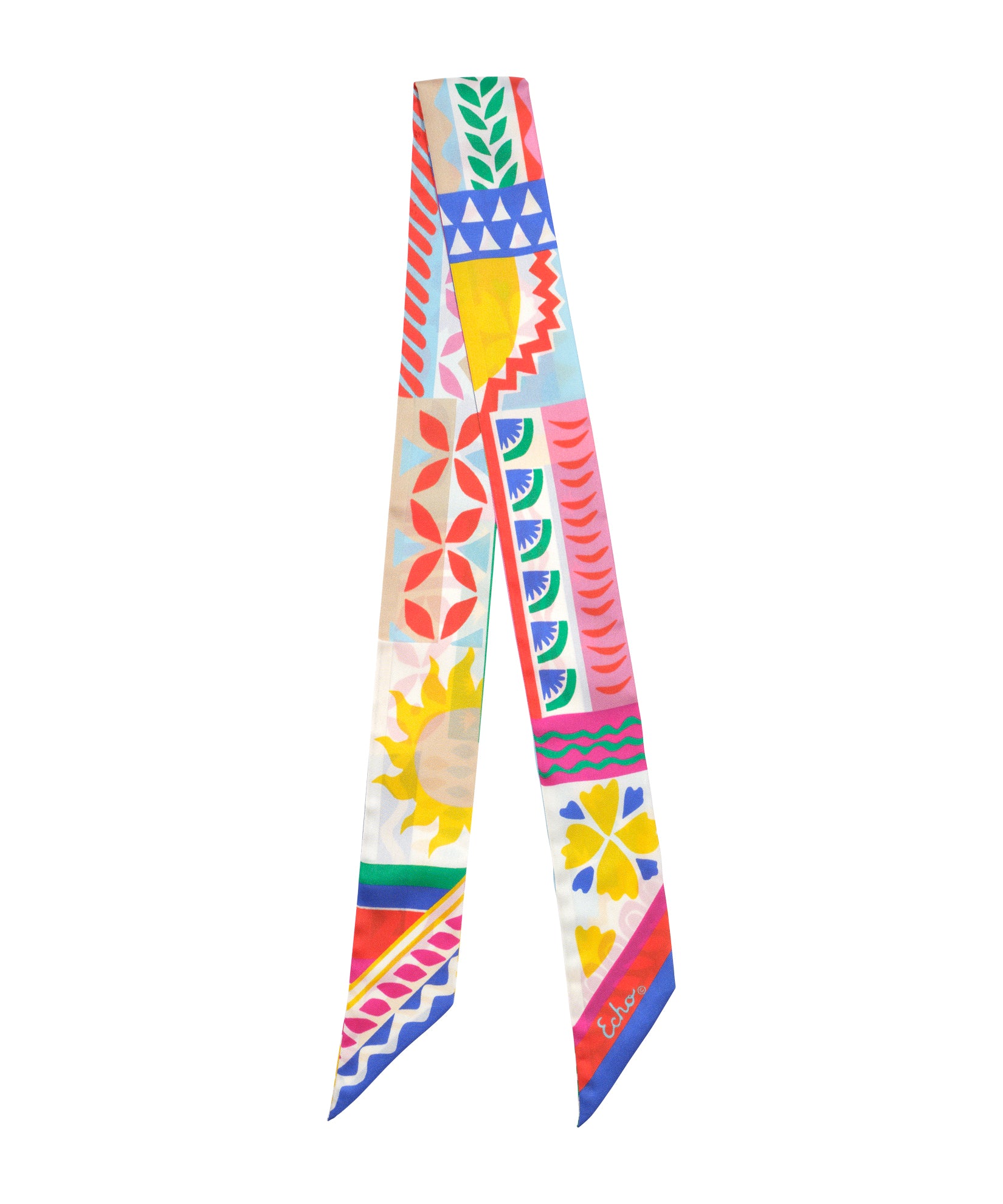 Coastal Collage Silk Ribbon Scarf in color multi