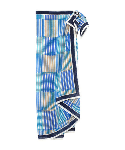 Stripe Illusion Sarong And Bag in color ultramarine