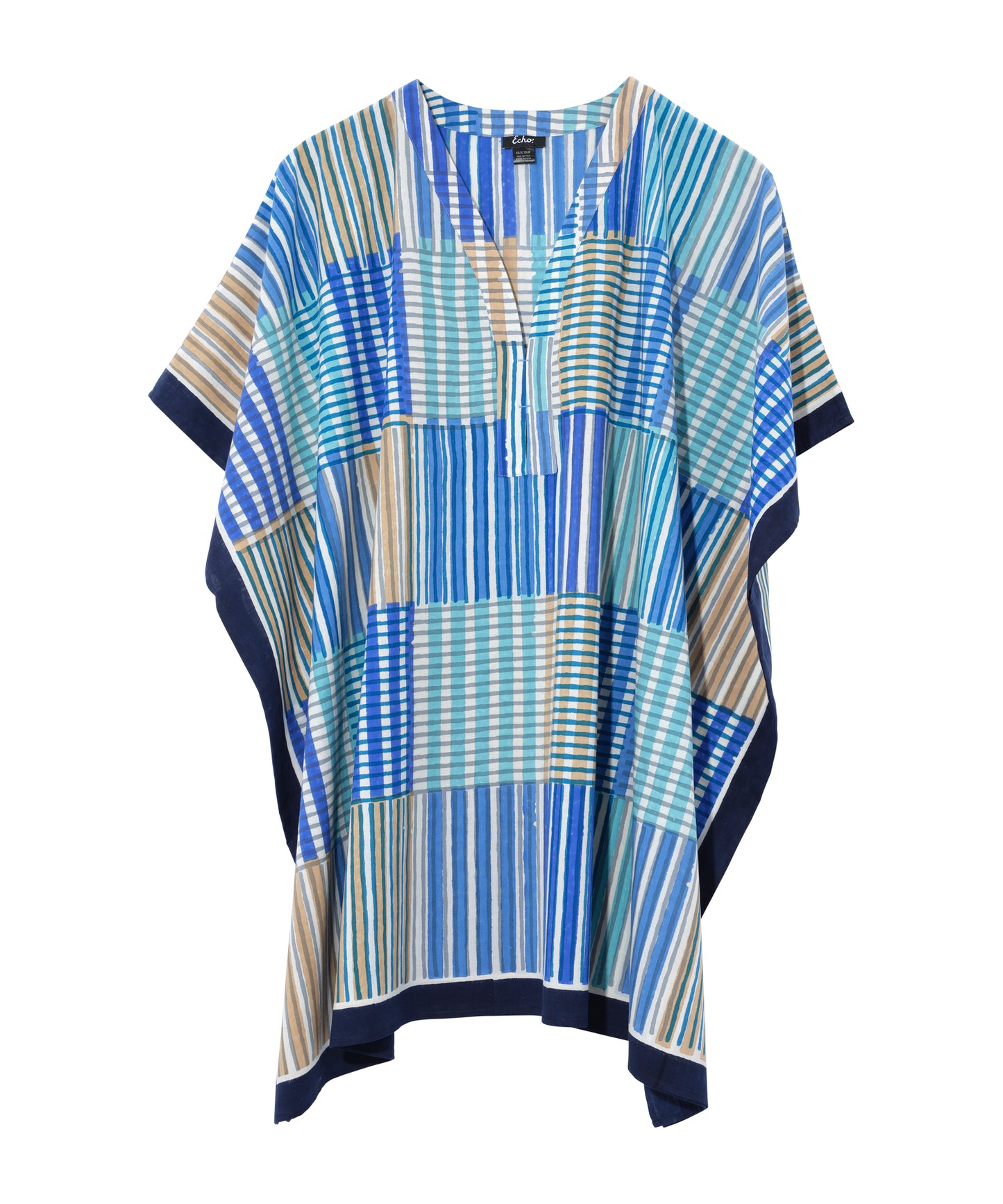 Stripe Illusion Caftan in color ultramarine