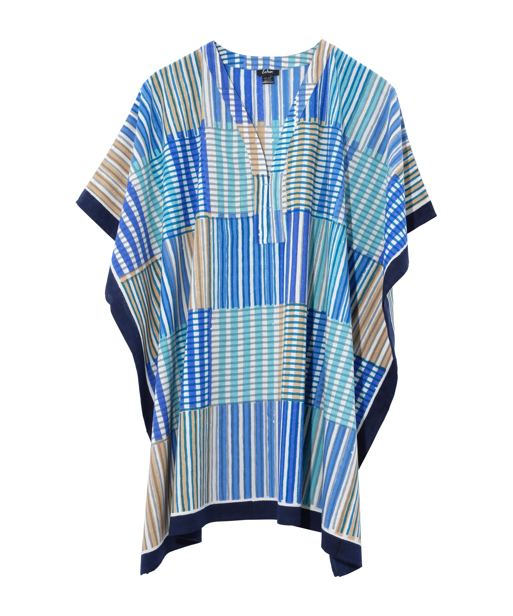 Stripe Illusion Caftan in color ultramarine