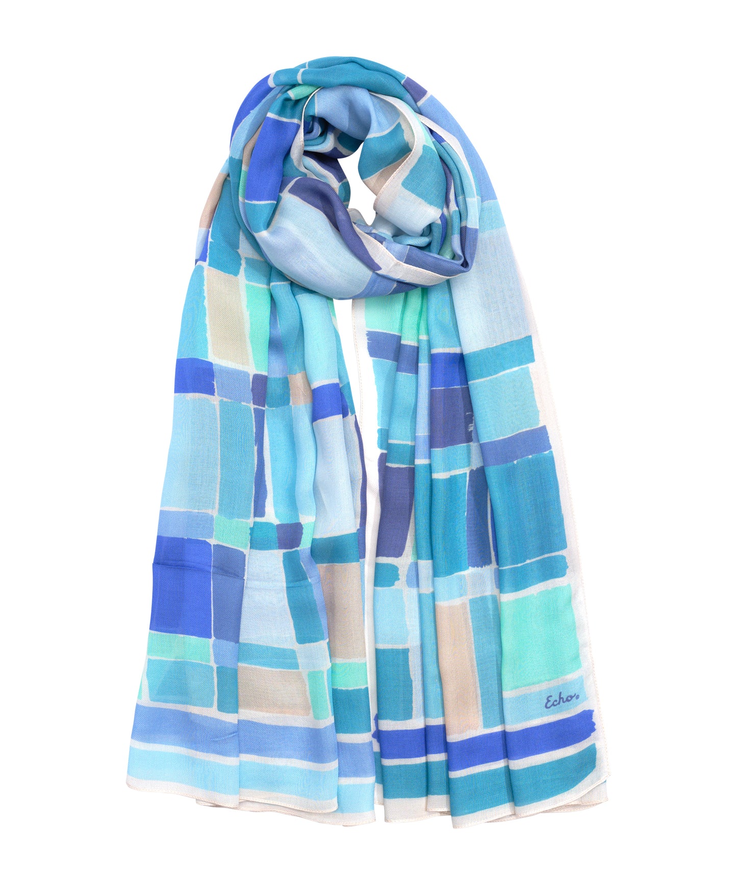 Painted Plaid Wrap in color ultramarine