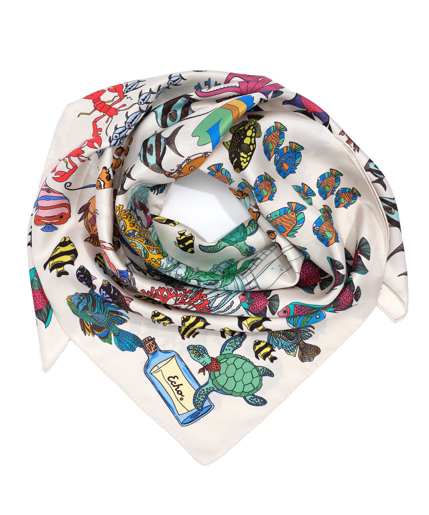 Lost At Sea 35" Silk Square Scarf in color multi